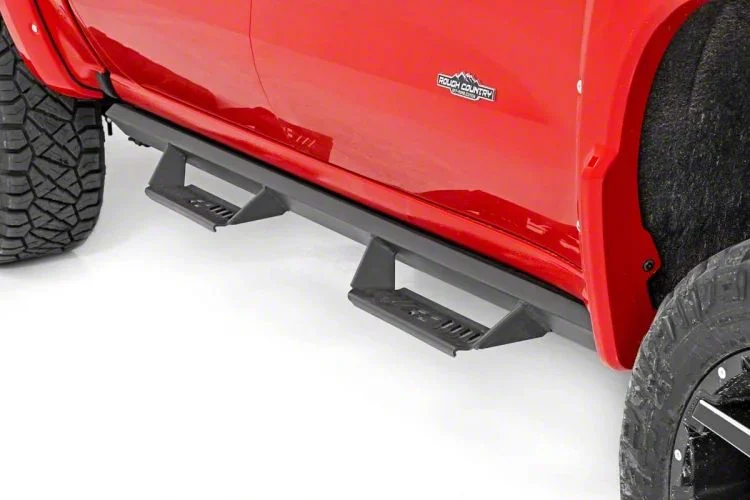 Rough Country Cab Length AL2 Drop Side Step Bars; Black (17-26 F-350 Super Duty SuperCrew)