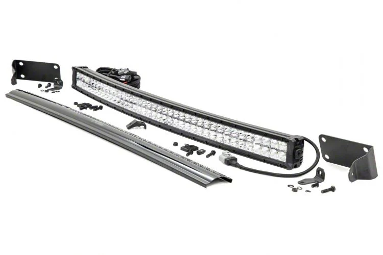 Rough Country 40-Inch Curved Chrome Series Cool White DRL LED Light Bar Hidden Bumper Kit (10-18 RAM 2500)