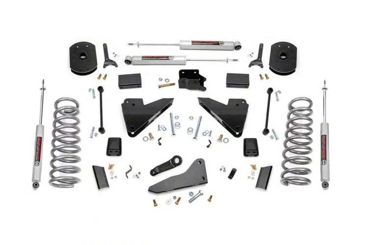 Rough Country Suspension 5-Inch Coil Spring Suspension Lift Kit with Radius Arm Drop Brackets and Premium N3 Shocks (14-18 4WD 6.7L RAM 2500, Excluding Power Wagon)