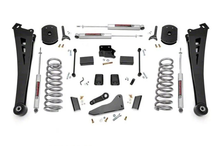 Rough Country Suspension 5-Inch Radius Arm Suspension Lift Kit with Standard Rate Coil Springs and Premium N3 Shocks (14-18 4WD 6.7L RAM 2500, Excluding Power Wagon)