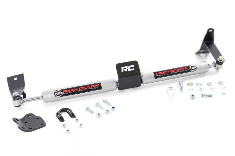 Rough Country Suspension Dual Steering Stabilizer for 2+ Inch Lift (03-13 4WD RAM 2500)