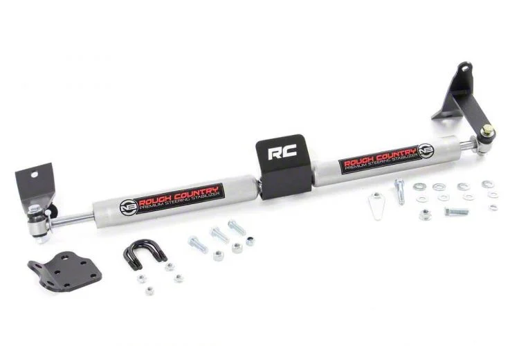 Rough Country Suspension Dual Steering Stabilizer for 2+ Inch Lift (03-12 4WD RAM 3500)