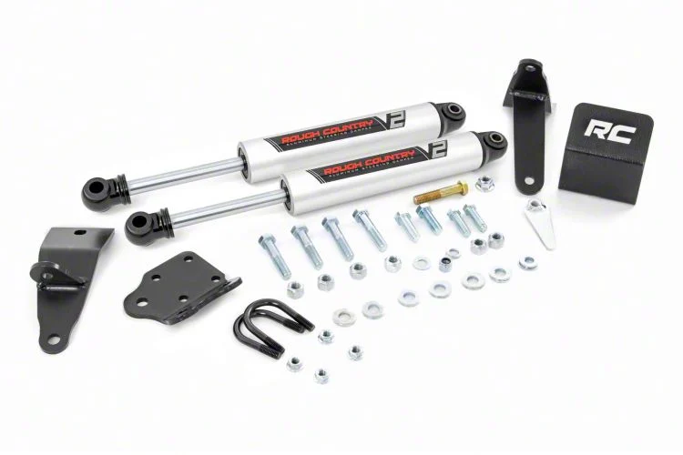 Rough Country Offroad Dual V2 Steering Stabilizer for 2+ Inch Lift (03-12 4WD RAM 3500)