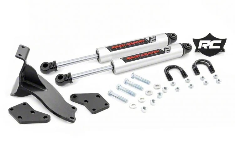Rough Country Offroad V2 Dual Steering Stabilizer for 2.50+ Inch Lift (13-26 4WD RAM 3500)
