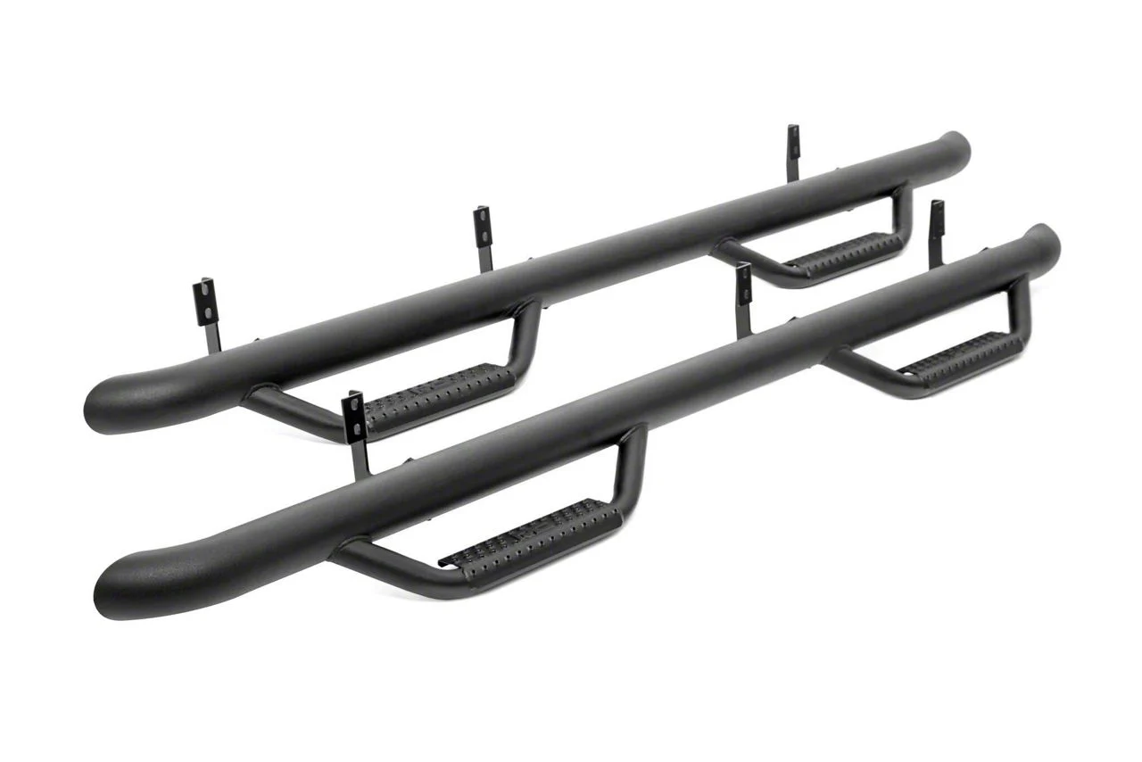 Rough Country Cab Length Nerf Side Step Bars; Black (19-24 Ranger SuperCrew)