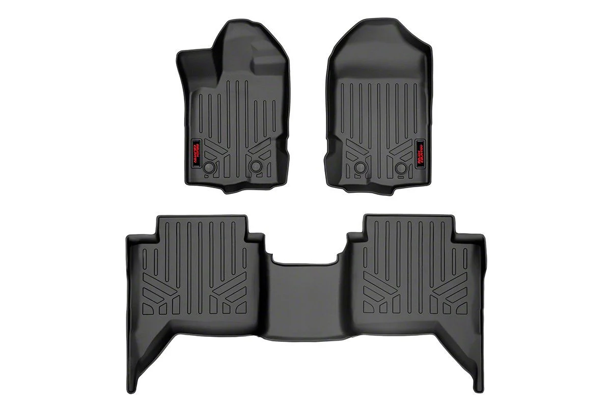 Rough Country Heavy Duty Front and Rear Floor Mats; Black (19-26 Ranger SuperCrew)
