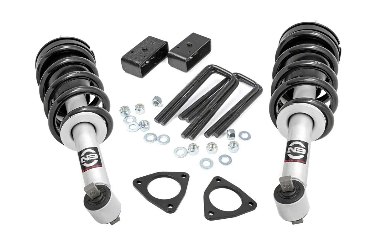 Rough Country Suspension 2.50-Inch Leveling Lift Kit with Lifted N3 Struts (07-18 Sierra 1500 w/ Stock Cast Steel or Cast Aluminum Control Arms, Excluding 14-18 Denali)