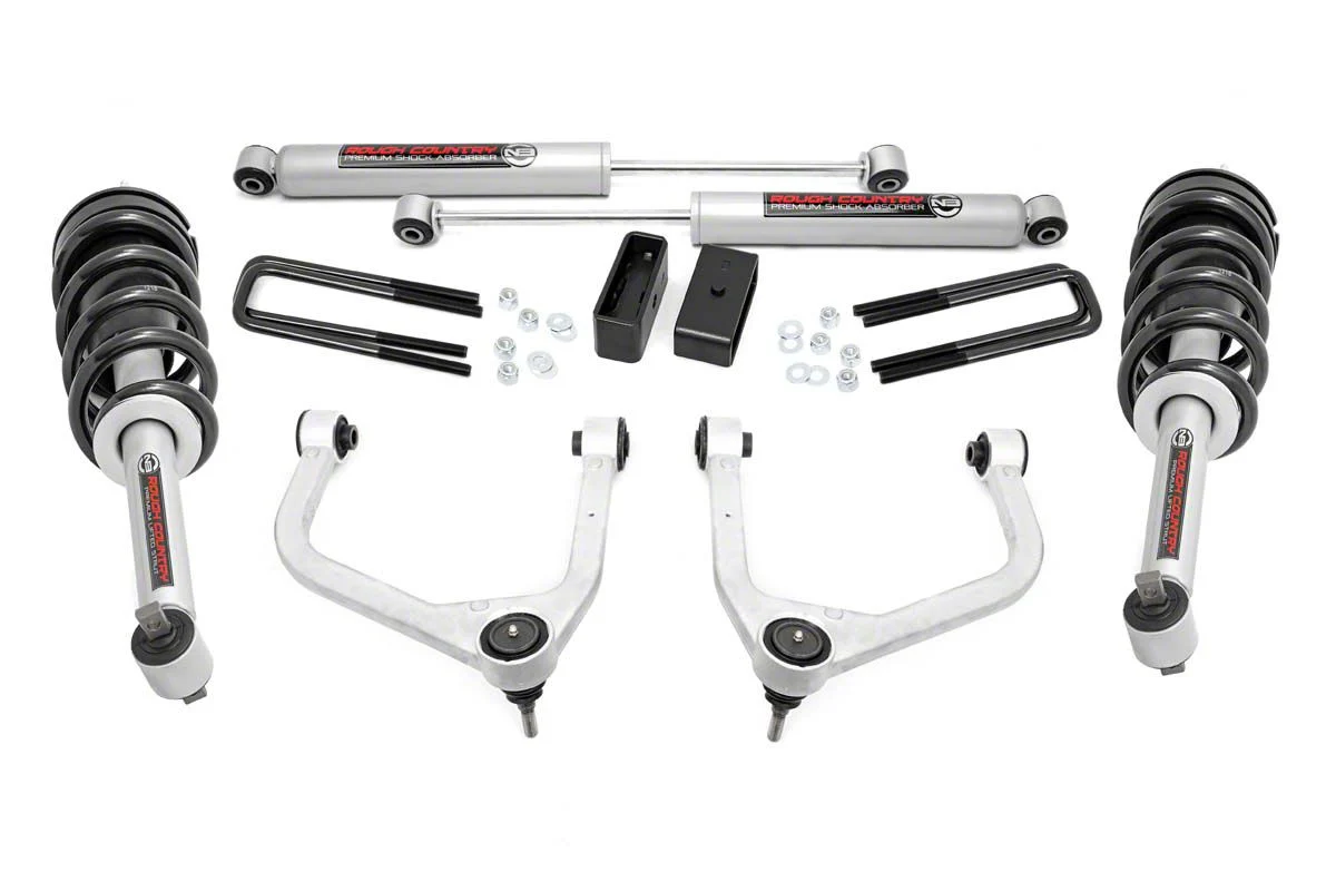 Rough Country Suspension 3.50-Inch Forged Upper Control Arm Suspension Lift Kit with N3 Struts and Premium N3 Shocks (19-23 Sierra 1500 w/ Multi-Leaf Pack Springs, Excluding AT4, Denali & Diesel)