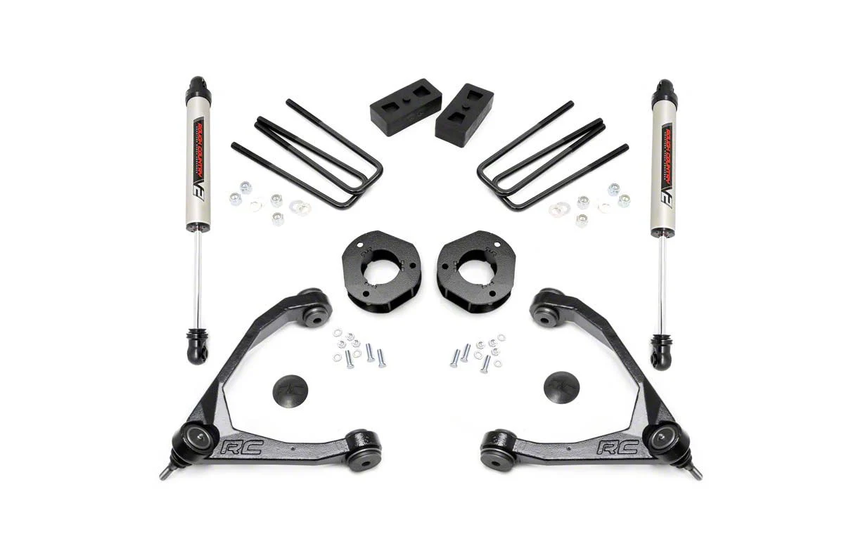 Rough Country 3.50-Inch Upper Control Arm Suspension Lift Kit with V2 Monotube Shocks (07-18 Sierra 1500, Excluding 14-18 Denali)
