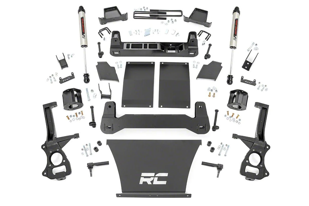 Rough Country 4-Inch Suspension Lift Kit with Strut Spacers and V2 Monotube Shocks (19-26 Sierra 1500 AT4, Excluding Diesel)