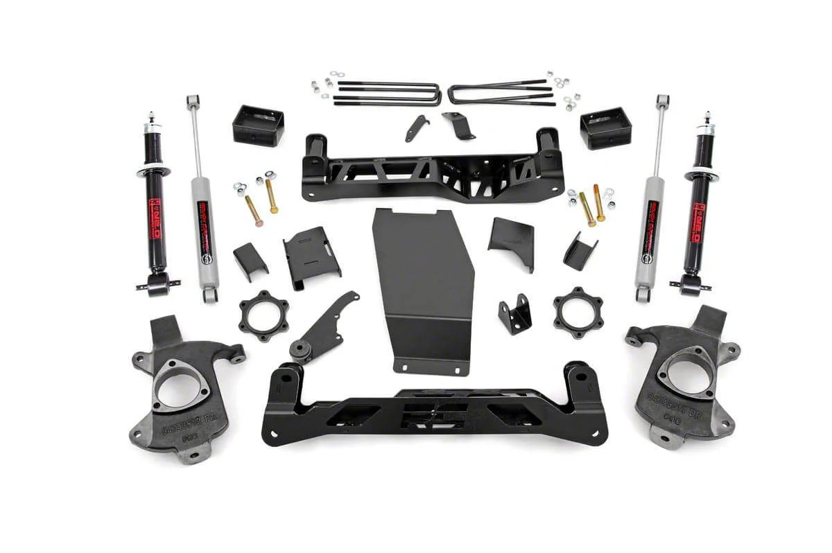 Rough Country Suspension 5-Inch Knuckle Suspension Lift Kit with Lifted Struts and Premium N3 Shocks (14-18 4WD Sierra 1500 w/ Stock Cast Steel Control Arms, Excluding Denali)