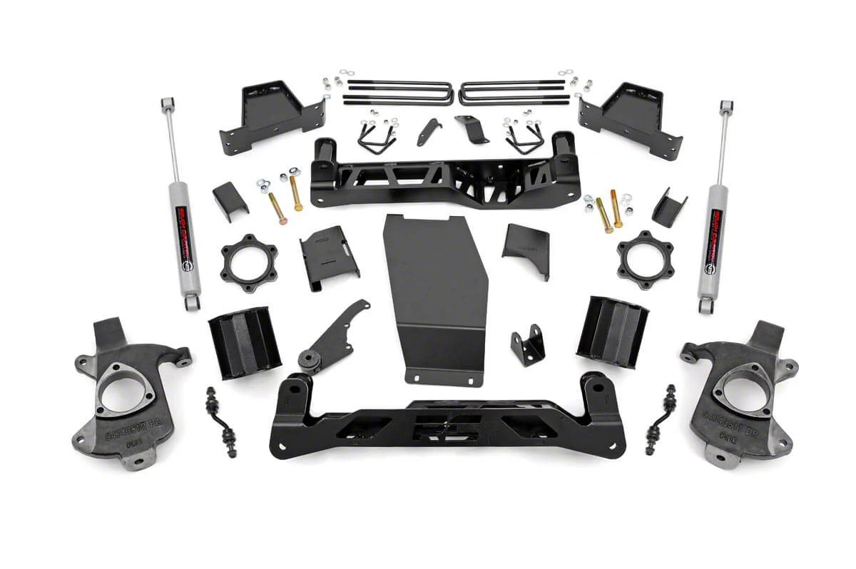 Rough Country Suspension 6-Inch Suspension Lift Kit with Premium N3 Shocks (14-18 4WD Sierra 1500 w/ Stock Cast Aluminum or Stamped Steel Control Arms, Excluding Denali)