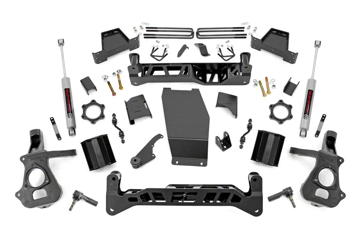 Rough Country 7-Inch Knuckle Suspension Lift Kit with Premium N3 Shocks (14-18 4WD Sierra 1500, Excluding Denali)