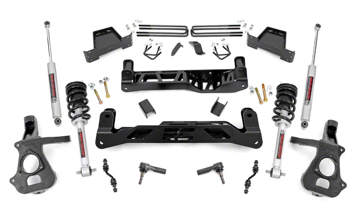 Rough Country Suspension 7-Inch Suspension Lift Kit with Lifted Struts and Premium N3 Shocks (14-18 2WD Sierra 1500 w/ Stock Cast Steel Control Arms, Excluding Denali)