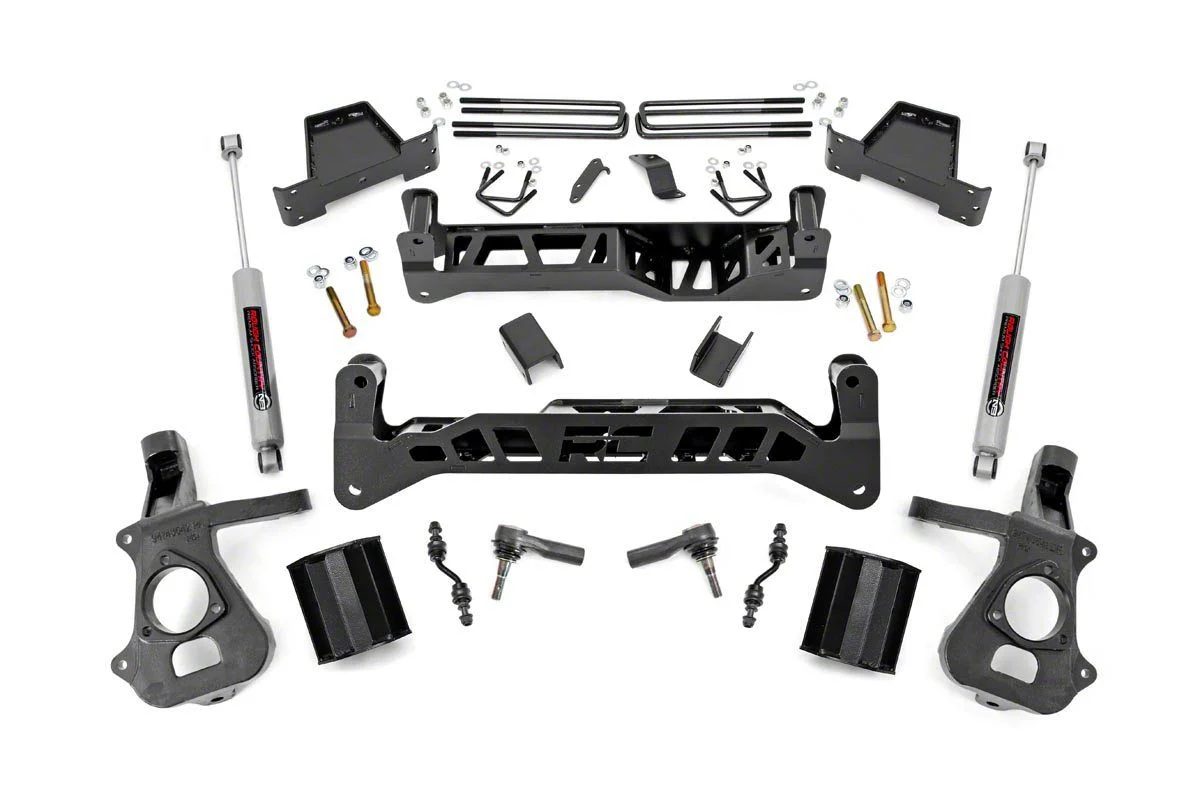 Rough Country 7-Inch Suspension Lift Kit with Premium N3 Shocks (14-18 2WD Sierra 1500, Excluding Denali)