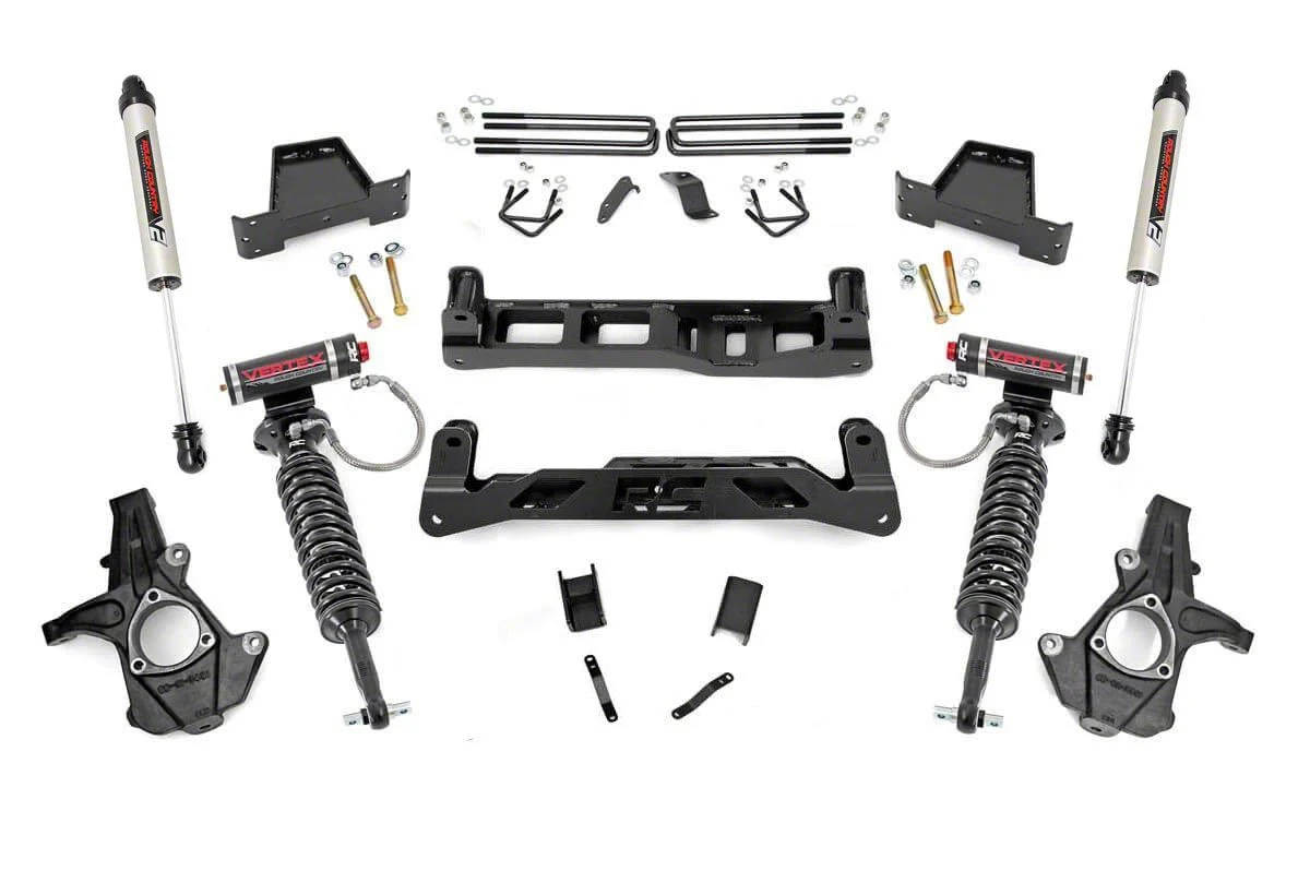 Rough Country Suspension 7.50-Inch Suspension Lift Kit with Vertex Adjustable Coil-Overs and V2 Monotube Shocks (07-13 2WD Sierra 1500)