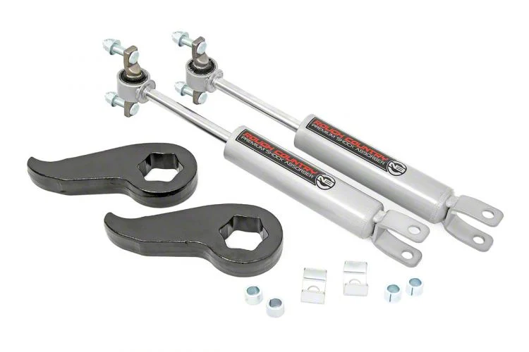 Rough Country Suspension 1.50 to 2-Inch Leveling Torsion Bar Keys with Premium N3 Shocks (20-26 4WD Sierra 2500 HD w/o MagneRide)