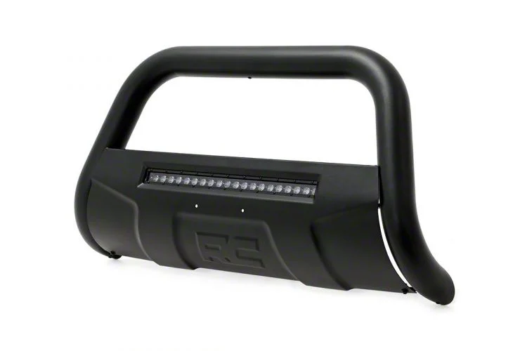 Rough Country Bull Bar with 20-Inch Black Series LED Light Bar; Black (11-19 Sierra 2500 HD)