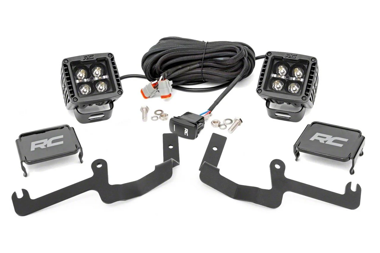 Rough Country Offroad Black Series Amber DRL LED Ditch Light Kit; Spot Beam (19-26 Silverado 1500)