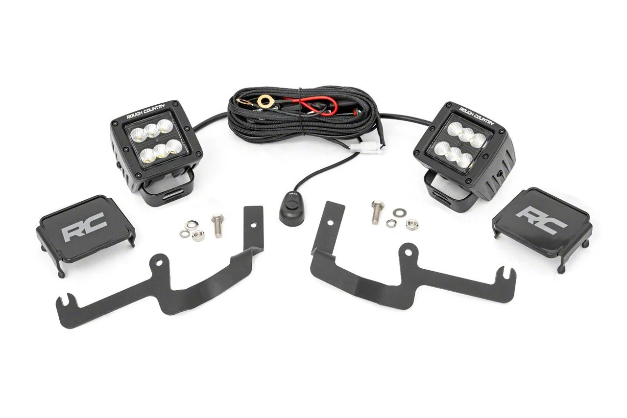 Rough Country Offroad Black Series LED Ditch Light Kit; Flood Beam (19-26 Silverado 1500)