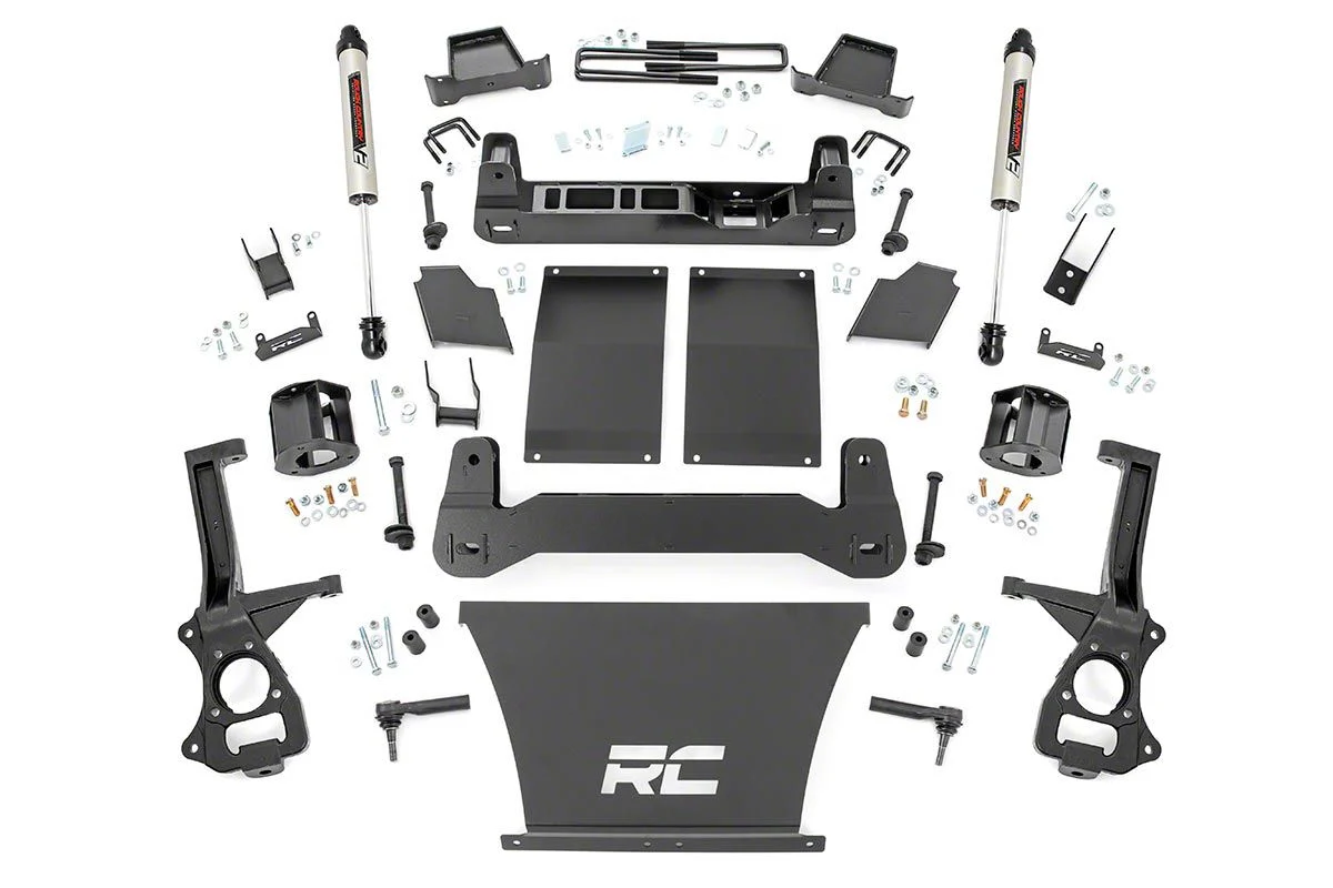 Rough Country 6-Inch Suspension Lift Kit with Strut Spacers and V2 Monotube Shocks (19-25 4.3L, 5.3L, 6.2L Silverado 1500 w/ Rear Multi-Leaf Pack Springs, Excluding Trail Boss & ZR2)