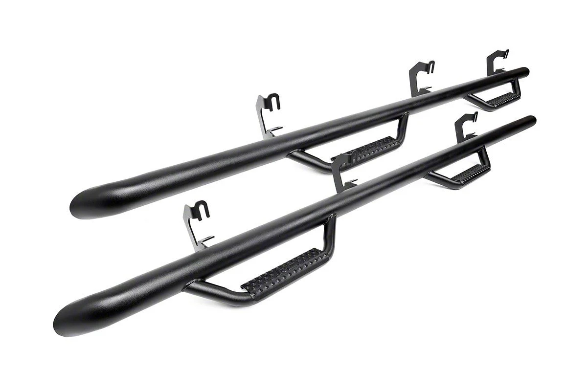 Rough Country Wheel to Wheel Nerf Side Step Bars; Black (14-18 Silverado 1500 Double Cab)