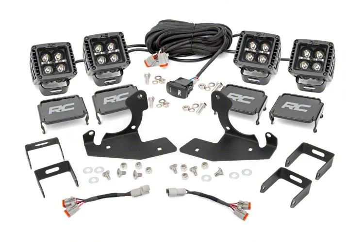Rough Country Offroad Black Series LED Fog Light Kit with Amber DRL (11-14 Silverado 2500 HD)