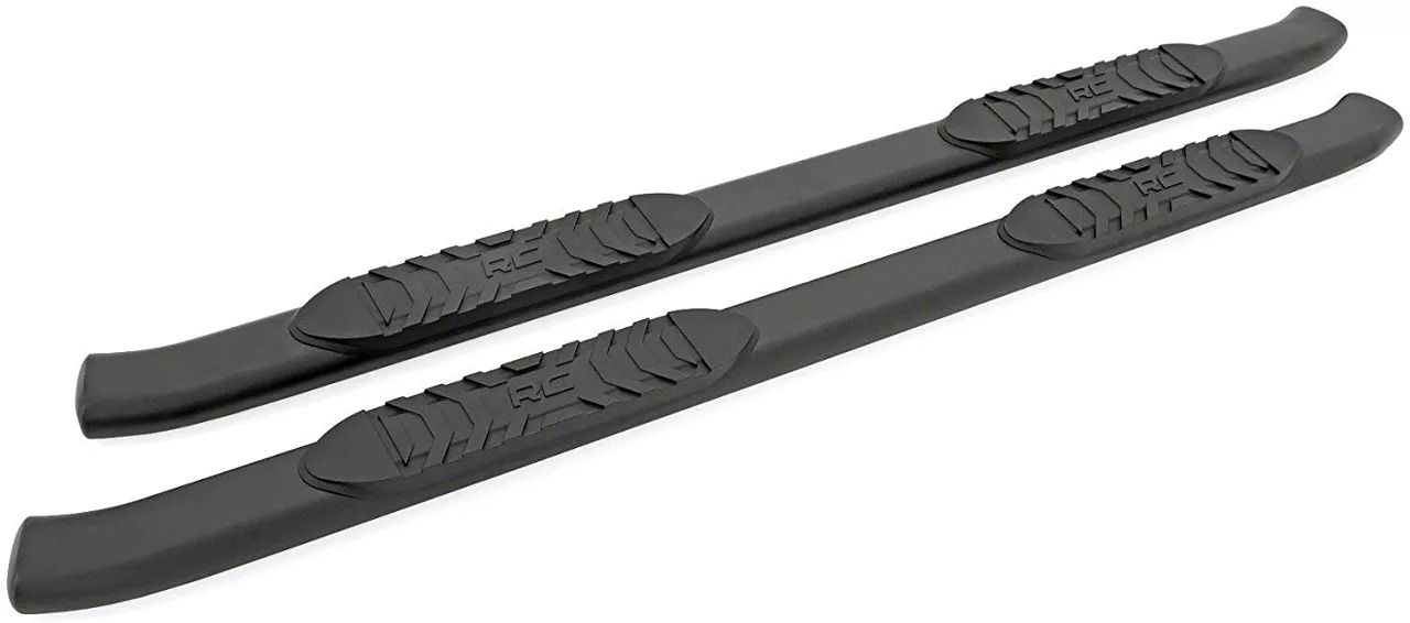 Rough Country Oval Nerf Side Step Bars; Black (20-26 Silverado 2500 HD Crew Cab)
