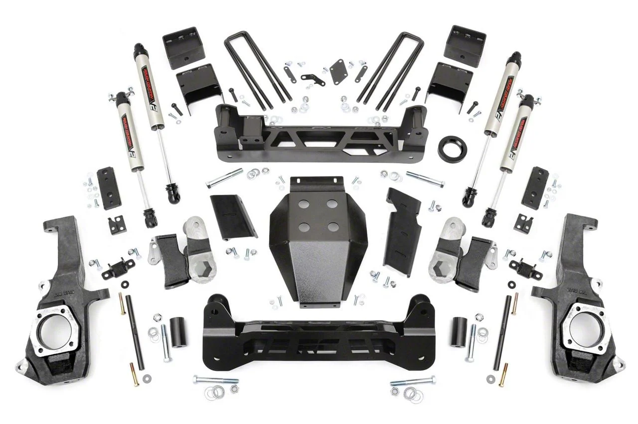 Rough Country Suspension 5-Inch NTD Suspension Lift Kit with V2 Monotube Shocks (11-19 Silverado 3500 HD SRW)