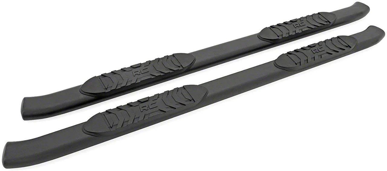 Rough Country Oval Nerf Side Step Bars; Black (20-26 Silverado 3500 HD Crew Cab)
