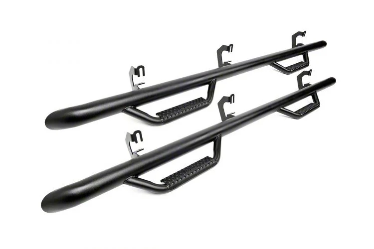 Rough Country Wheel to Wheel Nerf Side Step Bars; Black (15-19 Silverado 3500 HD Crew Cab SRW w/ 6.50-Foot Standard Box)