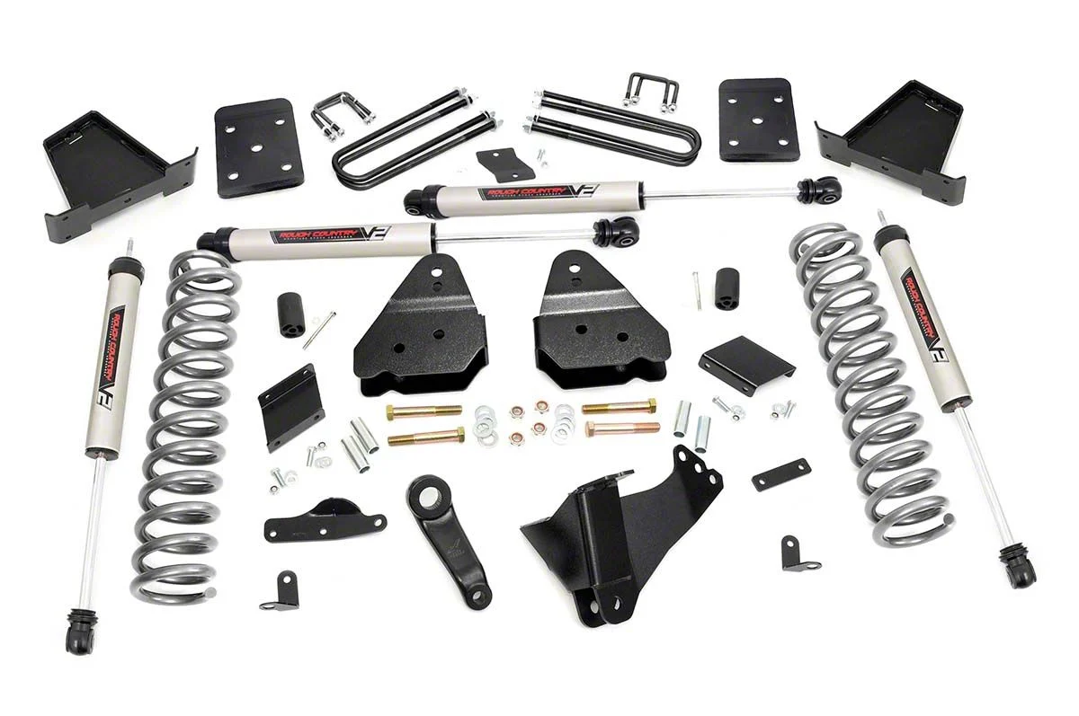 Rough Country 4.50-Inch Suspension Lift Kit with V2 Monotube Shocks (15-16 4WD 6.7L Powerstroke F-250 Super Duty)