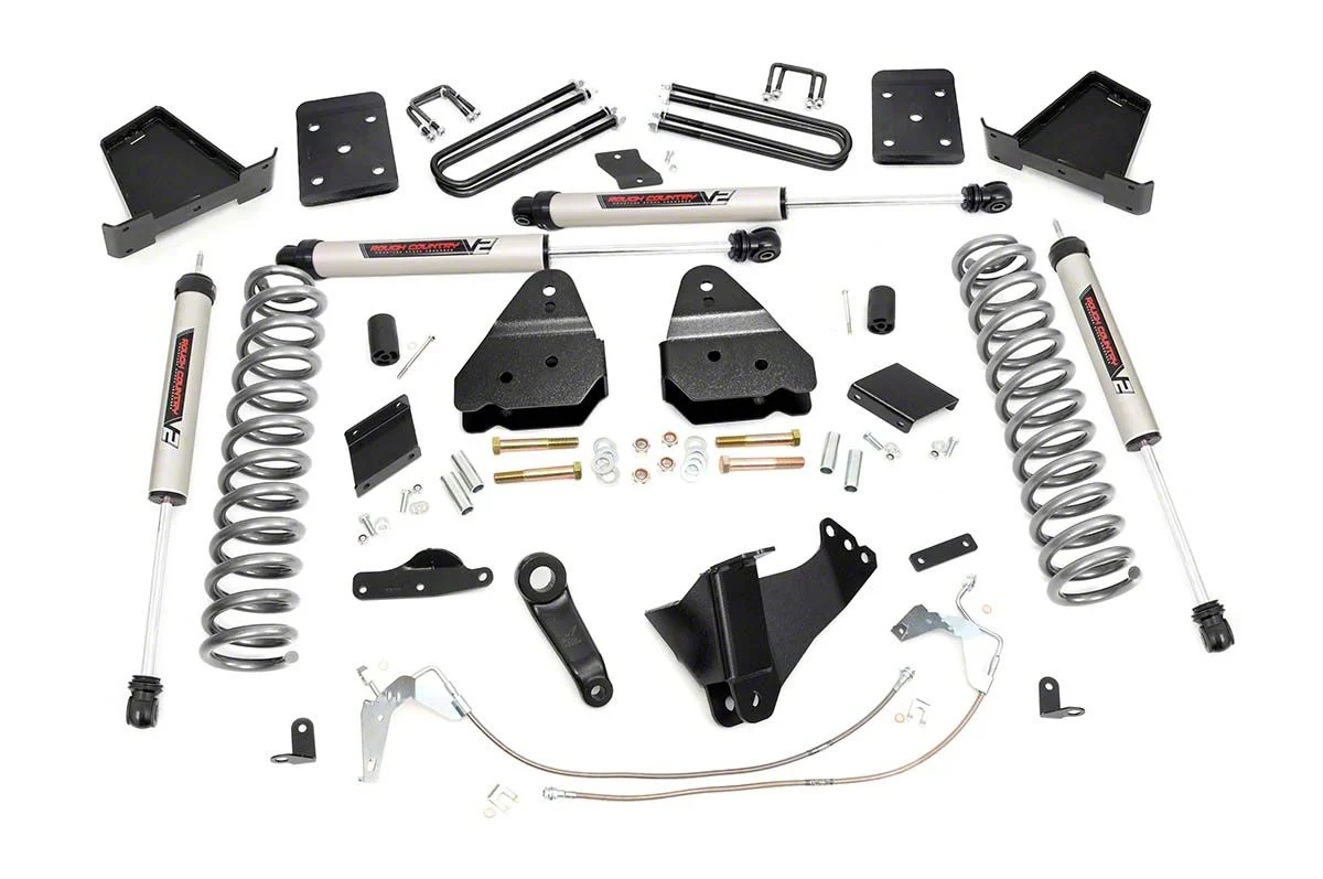 Rough Country 6-Inch Suspension Lift Kit with V2 Monotube Shocks (11-14 4WD 6.7L Powerstroke F-250 Super Duty)