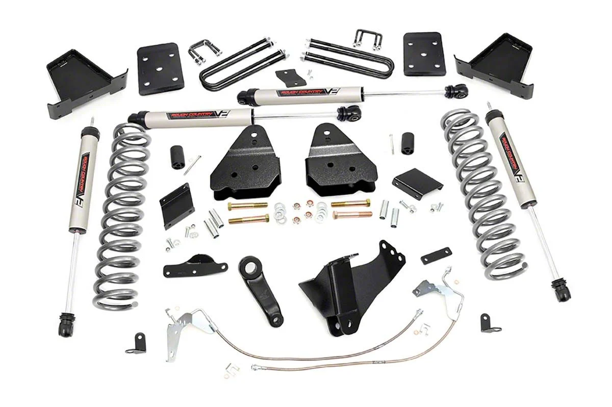Rough Country 6-Inch Suspension Lift Kit with V2 Monotube Shocks (15-16 4WD 6.7L Powerstroke F-250 Super Duty)
