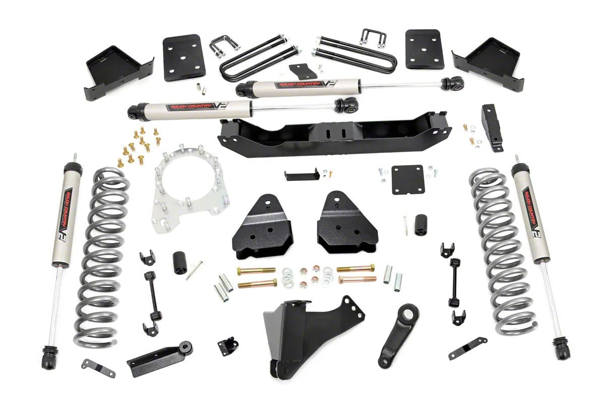 Rough Country 6-Inch Suspension Lift Kit with V2 Monotube Shocks (17-22 4WD 6.7L Powerstroke F-250 Super Duty w/ 4-Inch Rear Axle)