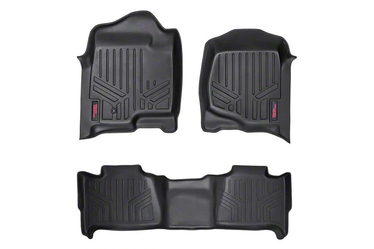 Rough Country Heavy Duty Front and Rear Floor Mats; Black (07-14 Tahoe w/ Front Bench Seat)