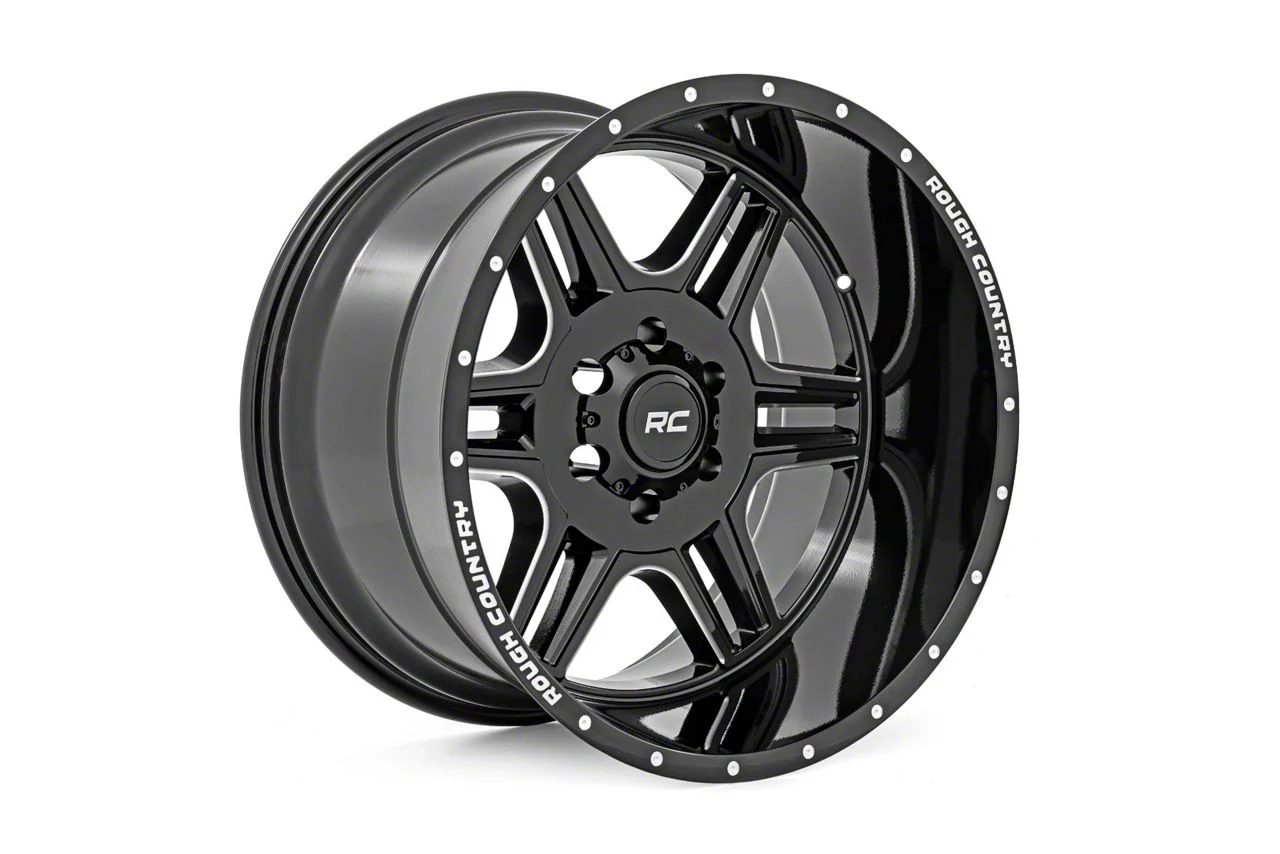 Rough Country 92 Series Gloss Black Machined 6-Lug Wheel; 20x12; -44mm Offset (21-26 Yukon)
