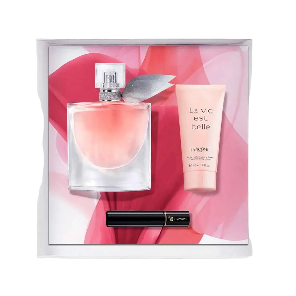 Set Lancome: La Vie Est Belle Eau De Parfum da donna 50 ml + La Vie Est Belle lozione corpo idratante 50 ml + Hypnose Mascara nero 2 ml