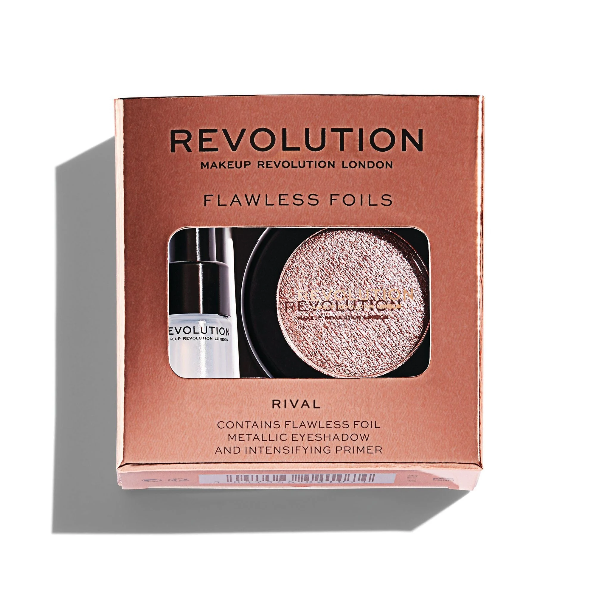 Set Makeup Revolution: Flawless Foils Vegano Primer per Ombretti 2 ml + Flawless Foils Vegano Palette di Ombretti Rival 2 g