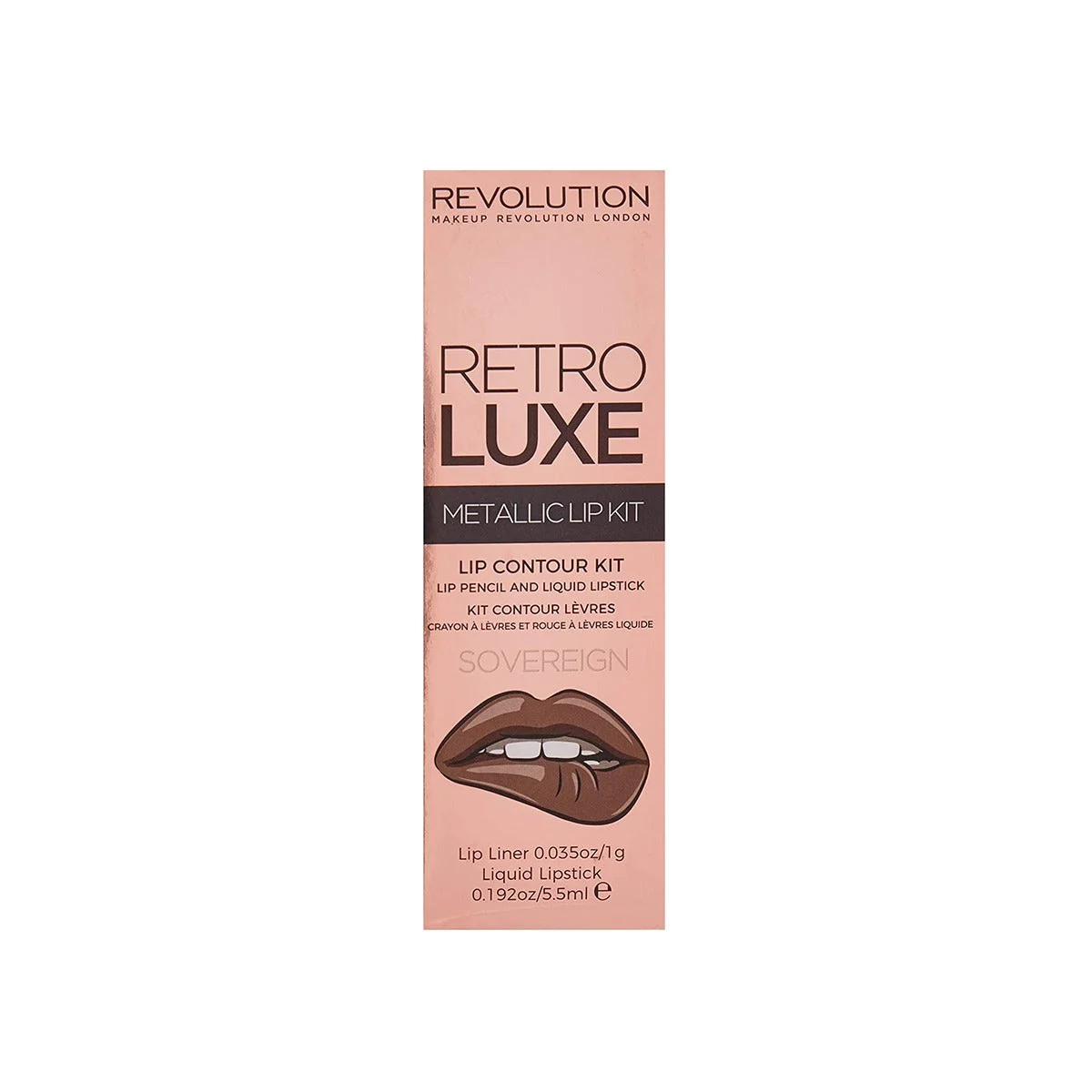 Set Makeup Revolution: Rossetto Liquido Metallico Retro Luxe Sovereign 55 ml + matita labbra Retro Luxe Sovereign 1 g