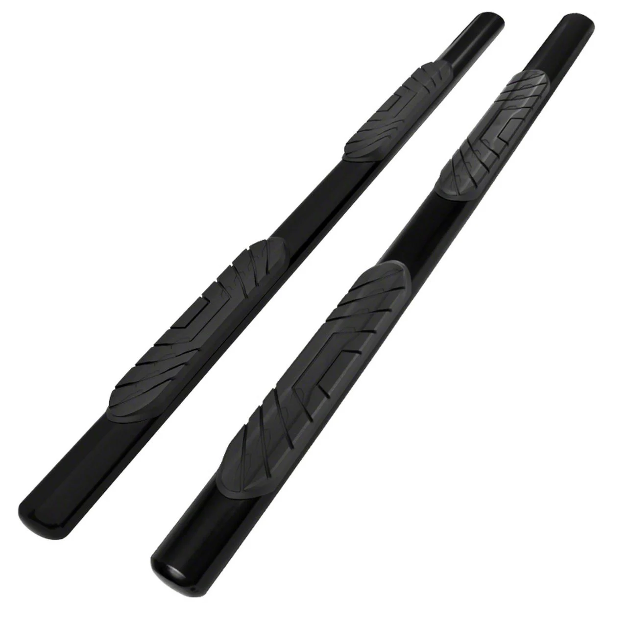 4-Inch Oval Side Step Bars; Black (19-26 Sierra 1500 Crew Cab)
