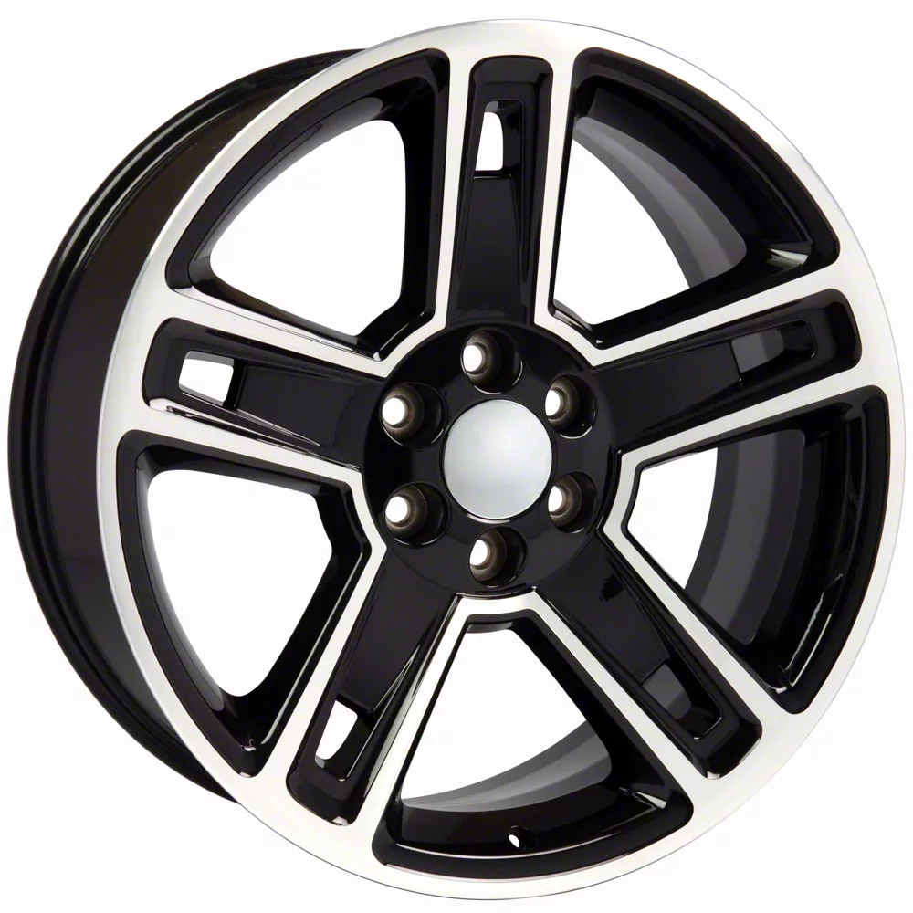 5-Spoke Style Black Machined 6-Lug Wheel; 22x9; 24mm Offset (14-18 Sierra 1500)