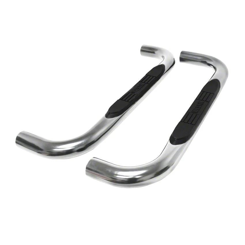 Westin E-Series 3-Inch Nerf Side Step Bars; Stainless Steel (19-26 Sierra 1500 Regular Cab)