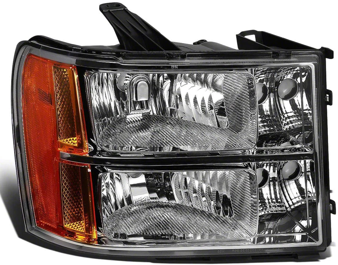 Factory Style Headlight; Chrome Housing; Clear Lens; Passenger Side (07-13 Sierra 1500)