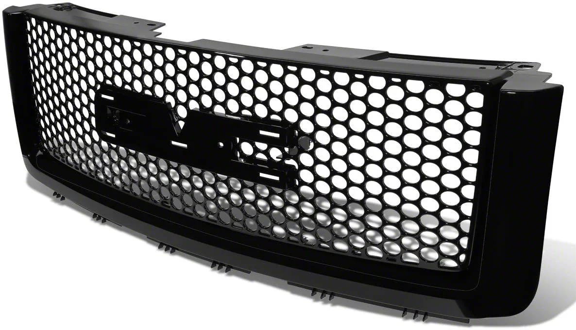 Honeycomb Mesh Upper Replacement Grille; Black (07-13 Sierra 1500, Excluding DenailI