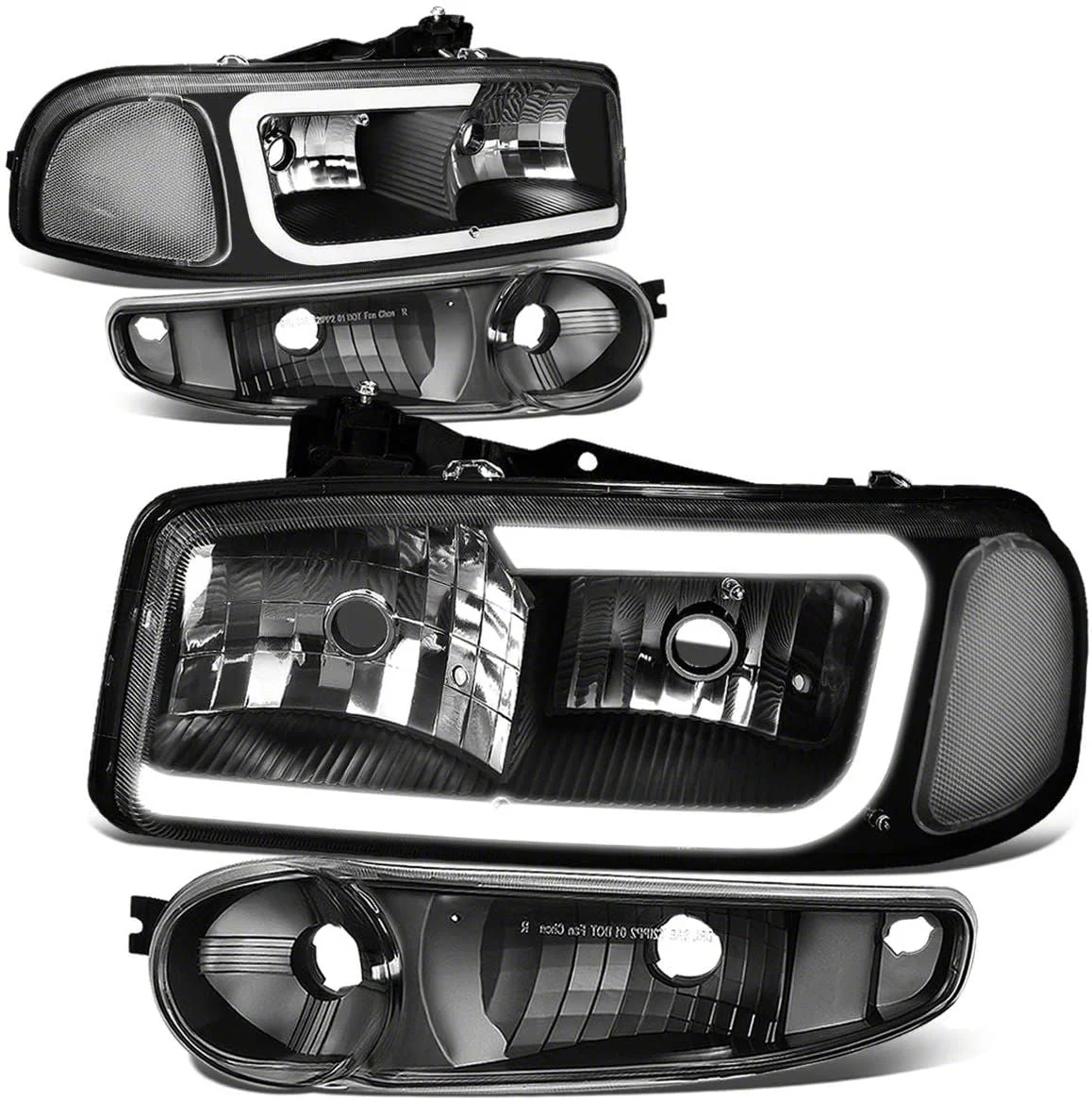 LED DRL Headlights with Clear Corner Nights; Black Housing; Clear Lens (02-06 Sierra 1500 Denali)