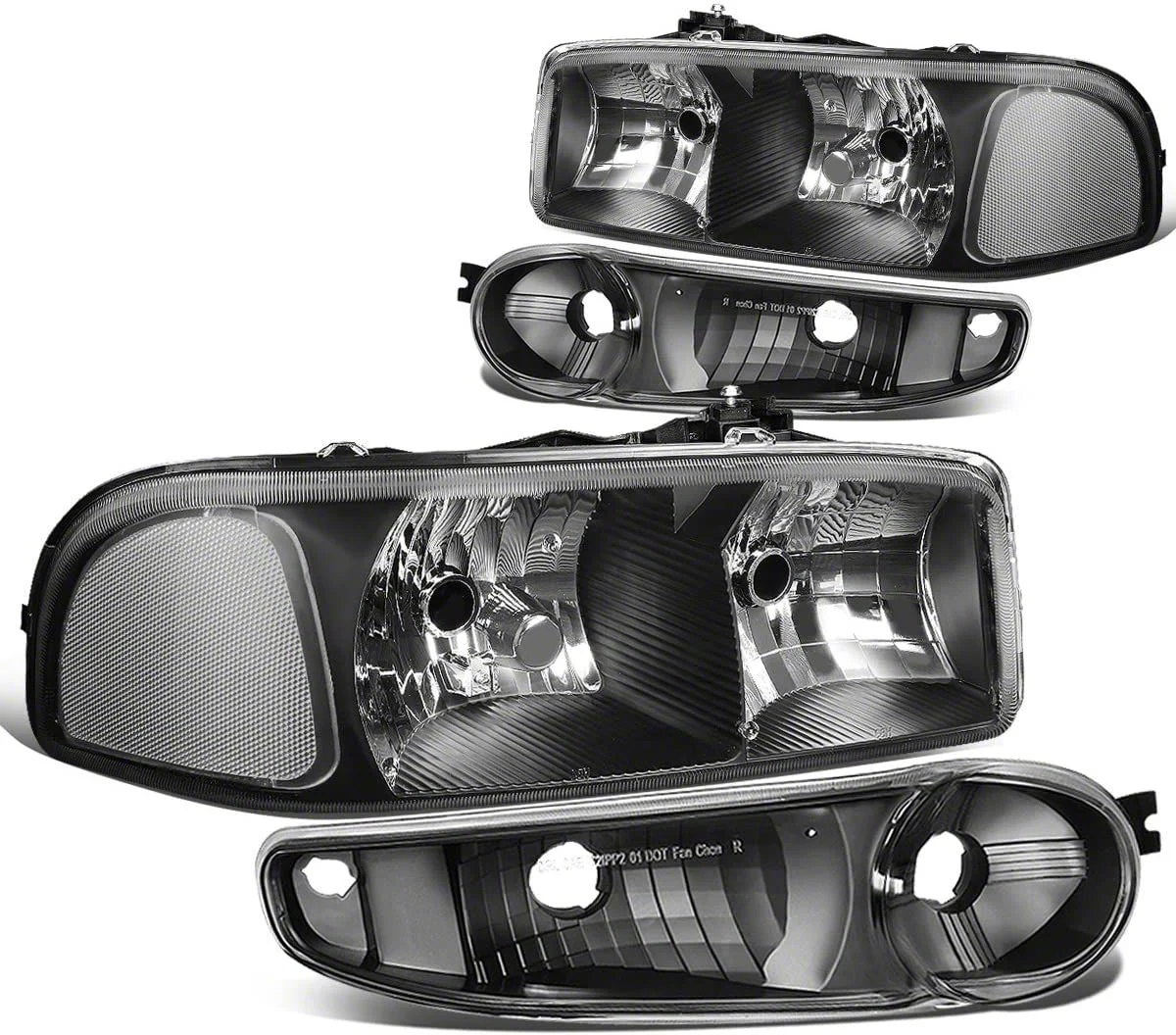 Factory Style Headlights with Clear Corner Lights; Black Housing; Clear Lens (02-06 Sierra 1500 Denali)