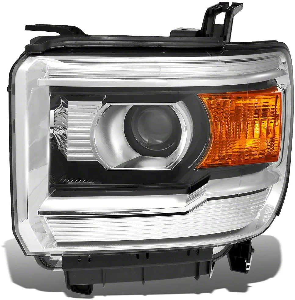 OE Style Projector Headlight; Black Housing; Clear Lens; Driver Side (14-18 Sierra 1500 w/ Factory Halogen Non-LED DRL Headlights)