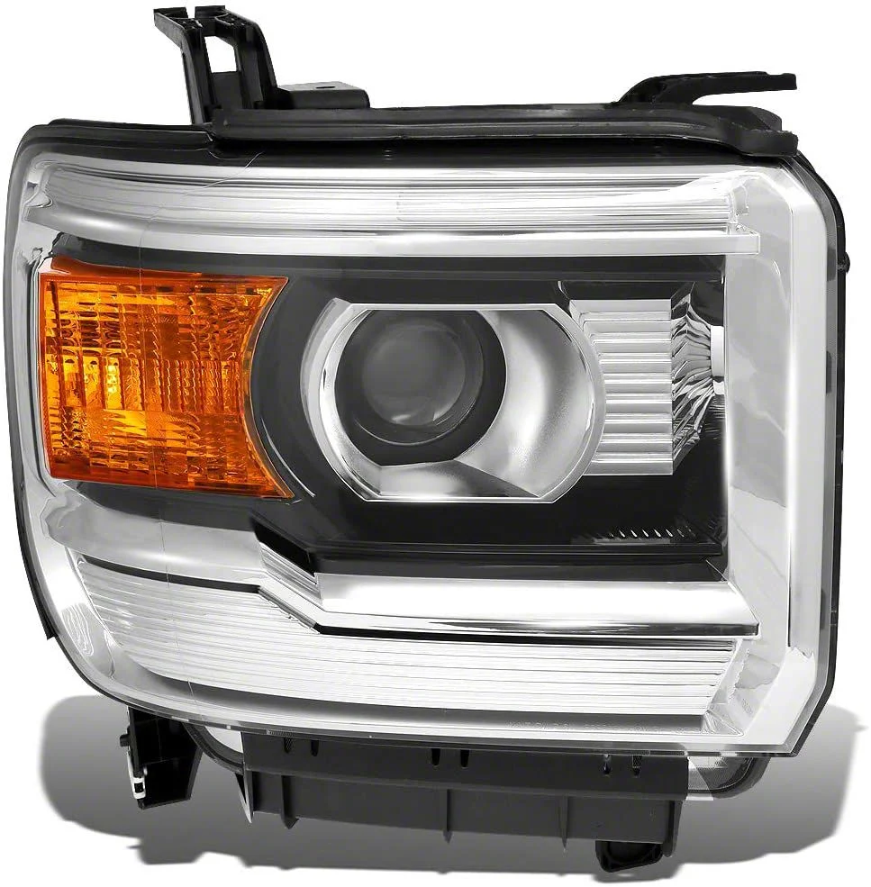 OE Style Projector Headlight; Black Housing; Clear Lens; Passenger Side (14-18 Sierra 1500 w/ Factory Halogen Non-LED DRL Headlights)