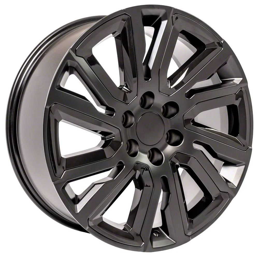 Next Gen Sierra Style Satin Black with Gloss Black Insert 6-Lug Wheel; 22x9; 28mm Offset (14-18 Sierra 1500)